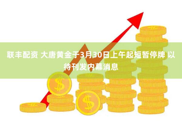 联丰配资 大唐黄金于3月30日上午起短暂停牌 以待刊发内幕消息